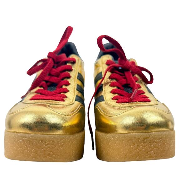Gucci x Adidas Gazelle Leather Wedge Sneakers Lace Up Gold Size 37 - Picture 4 of 10